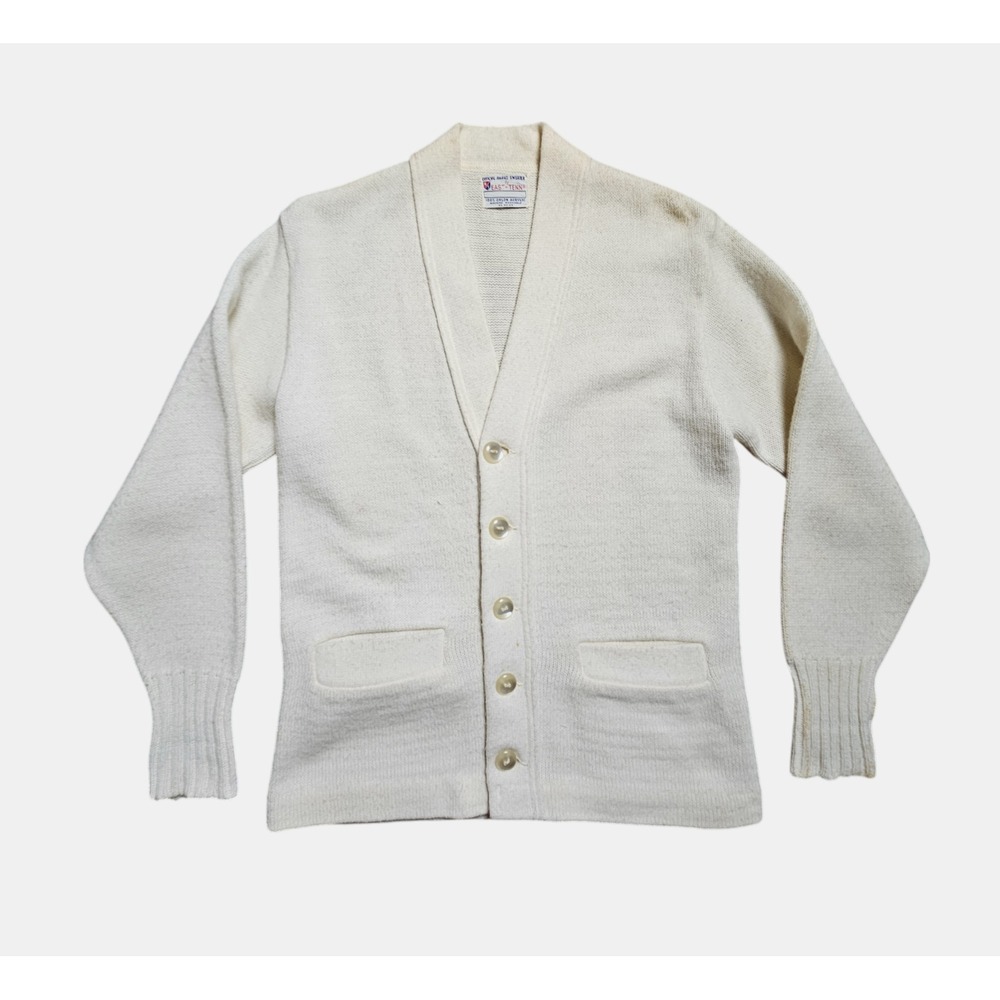 Vintage East-Tenn Orlon Acrylic Cardigan Sweater Mens S Button Up Grandpacore‎